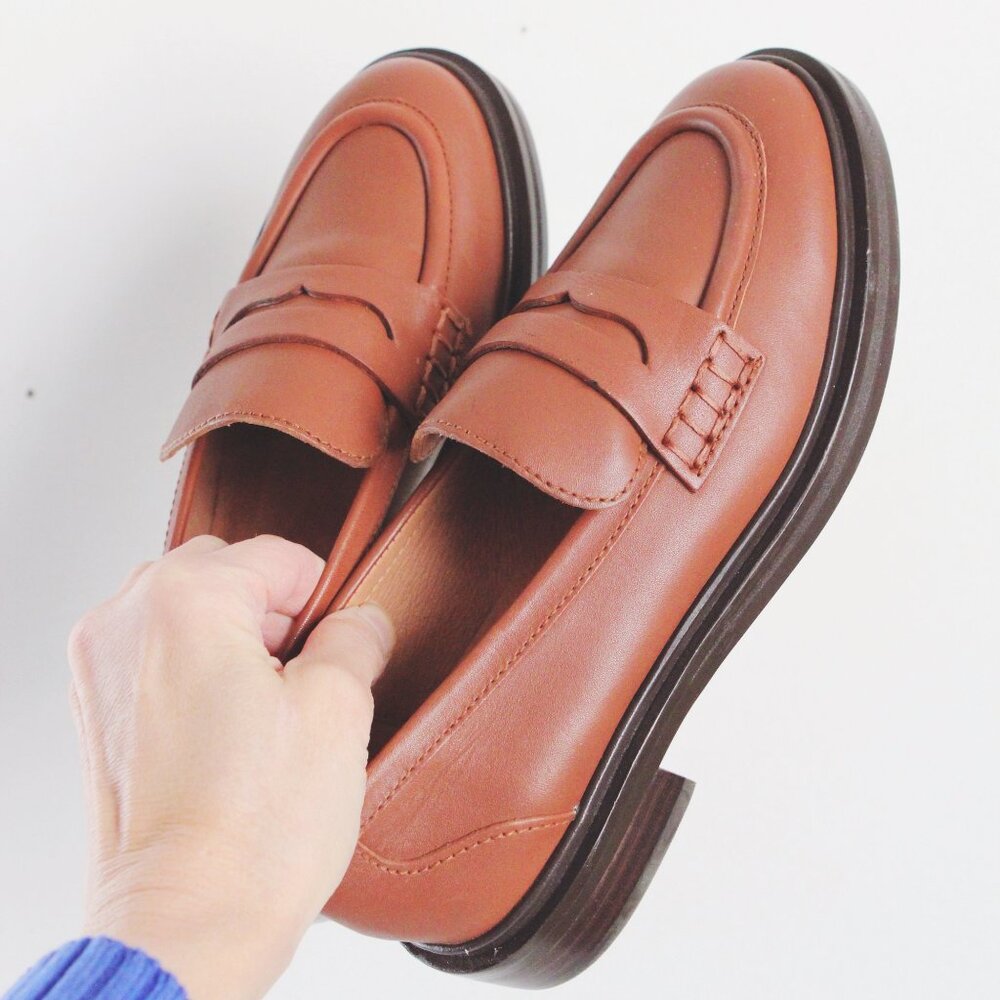 Madewell The Vernon Loafers Dried Maple Brown Leather Shoes Womens 5 1/2 Preppy - Picture 4 of 5